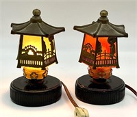 VTG ASIAN THEMED BRASS LAMPS