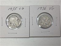 1935 & 1936 US Buffalo Nickels