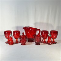 Viking Ruby Red Pitcher and Glassware