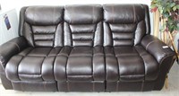 Well Padded Dark Leather-Like Sofa/Recliner