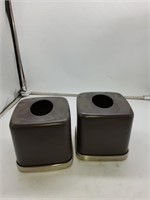 2 brown metal napkin holders