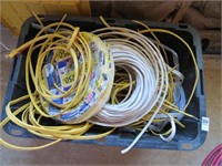 large tote of misc electric wire