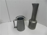 Vintage metal pot &  metal wine pourer