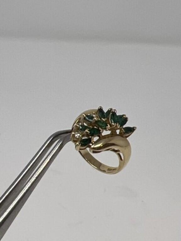 Ring Marked 14K with 2-Small Diamonds &