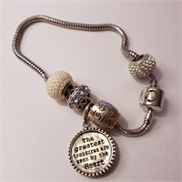 $500 Silver Pandora Style Beads Bracelet