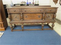 HIGHLY CARVED FEUDAL OAK BUFFET