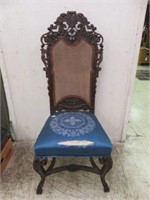 FRENCH STYLE CARVED CANE BACK CHAIR (NEEDS