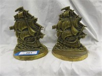 PAIR OF BRASS SHIP BOOKENDS 7"T