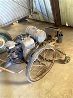 Vintage Push Mower, 2 Birdhouses on Poles,