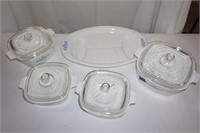 5 Pieces of Corning Ware Casseroles/Platter