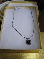 Sterling Silver heart pendant necklace with dark