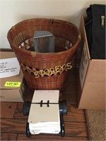 Wicker Trash Can, Rolodex, Magnetic Holders, Etc.