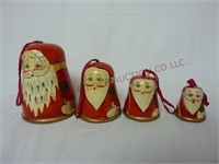 Wooden Santa Claus Graduated Bell Ornaments