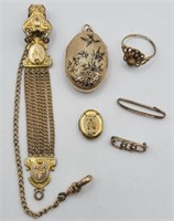 Victorian Gold Filled Jewelry incl Mourning Locket