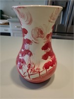 Vintage Gail Pittman Red Toile Vase. Nook