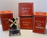 Music Boxes: Windmills and Pianos 5" Tall