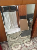Vintage Beveled Glass Hanging Mirror approx 32x20