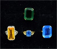 4 Emerald Cut Gemstone Rings