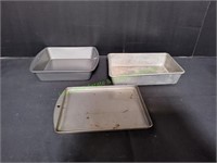 (2) Square Cake Pans & Petite Baking Sheet