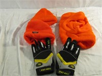 Blaze orange hat and working gloves