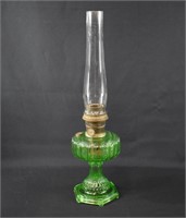Aladdin Cathedral Green Depression Glass Oil Lamp