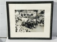 photo print of parade & B/A gas station