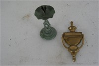 Brass door knocker and candle holder