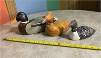 3 Wooden ducks