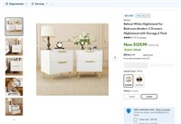 N4861  Behost White Nightstand with Drawers, 2 Pac