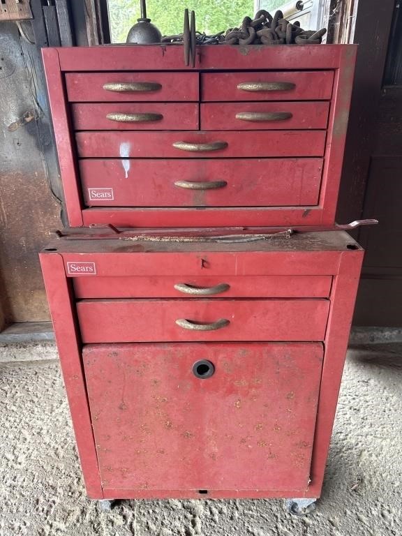 Vintage Sears Tool Chests with Assorted Tools