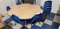 CHILDS TABLE, 60", W/ (8) CHAIRS