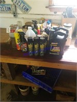 Assorted spray can, oil, cleaners.