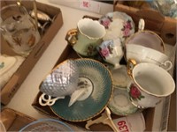 Flat of Old China Cup and Saucers