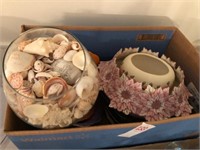 Large Box of Vases, Seashells, Etc.