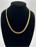 (AO) 18k Sterling Silver 22" Herring Bone Necklace