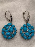 Sterling Silver Earrings w/ Blue Stones