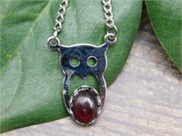 ABALONE OWL PENDANT NECKLACE ROCK STONE LAPIDARY S