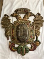 Carved wooden Coat of Arms wall