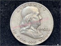1958 D Franklin half dollar (90% silver)