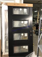 BLACK EXTERIOR DOOR W/ GLASS PANELS, 36"W X 80"T