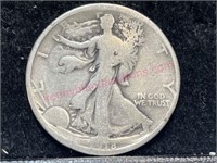1918 Walking Liberty half dollar (90% silver)