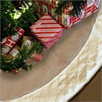 48 Burlap Tree Skirt with Fleece Border