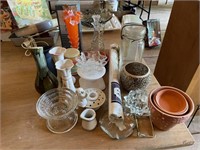 flower pots, mason jar, pitchers, vases, candle