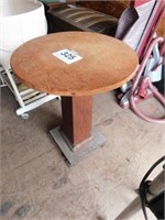 Small round top table with old square pedestal
