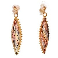 Woven Tri-Color Dangle Earrings 14k Gold