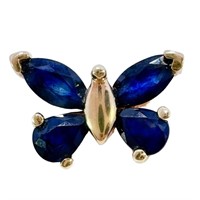 1/2 Carat Blue Sapphire Butterfly Pendant 10k Gold