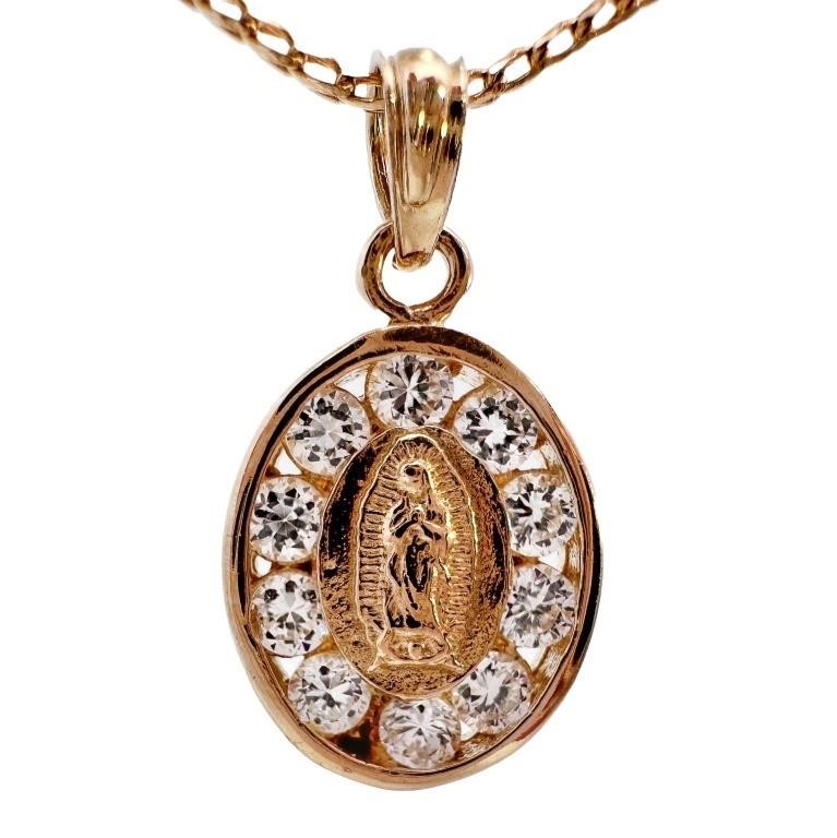 Mary Mother Religious Pendant 14k Gold