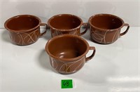 Vtg Enamelware Mugs 4 Brown Swirl