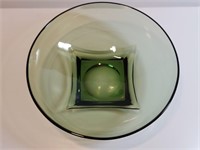 Hazel Atlas Green Glass Pedestal Bowl Colony