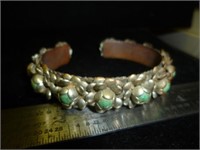 Vintage Mexico Turquoise & Alpaca Cuff Bracelet